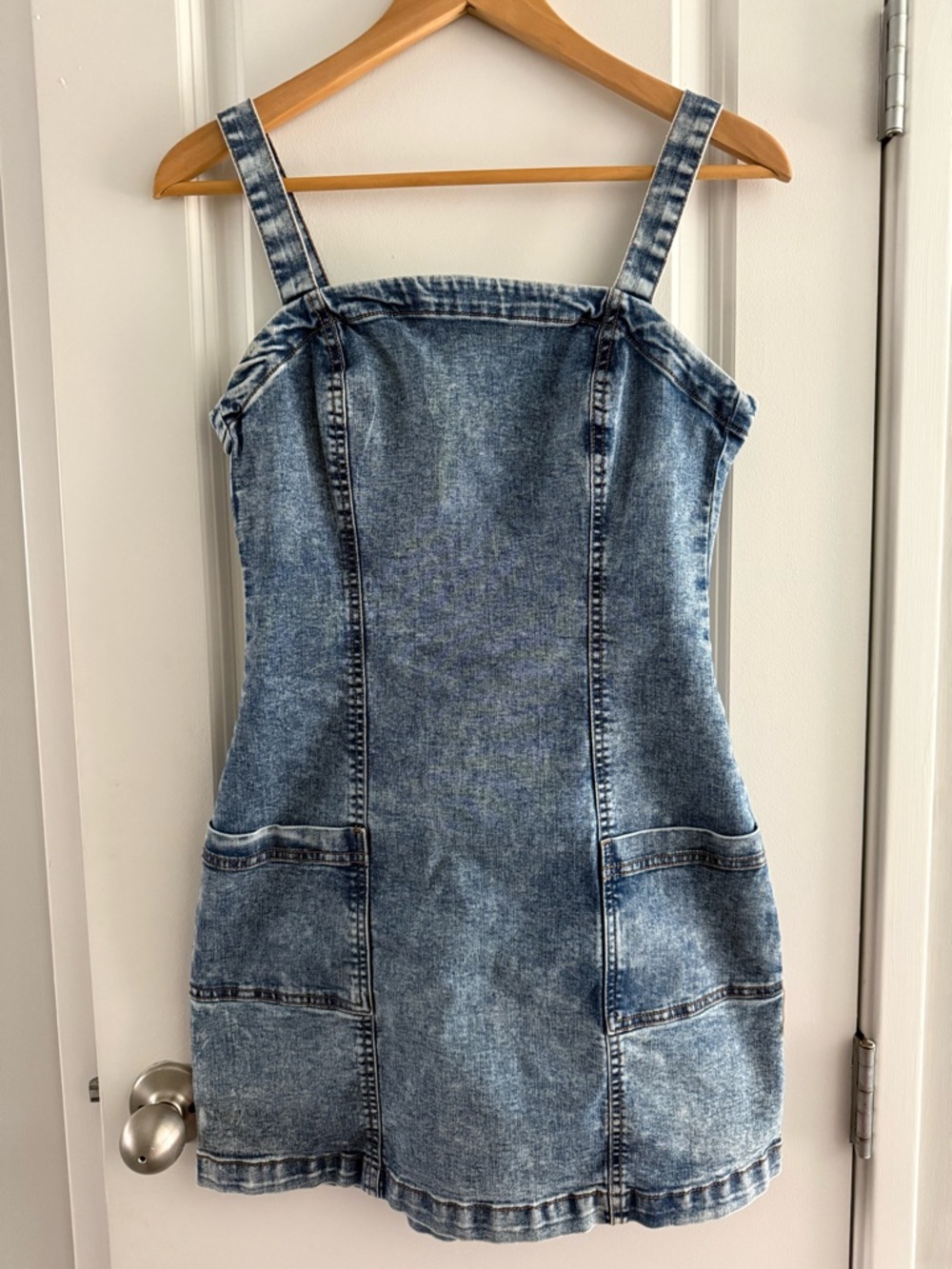 Aeropostale Light Blue Denim Dress with Contrast Stitching Western Cowgirl